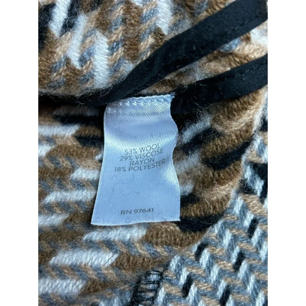 J Jill Women's 3XL Wool Blend Oversized Plaid Snap Jacket Brown Longline Preppy‎